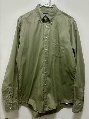 Lands' End Men's Olive Button-Down Shirt